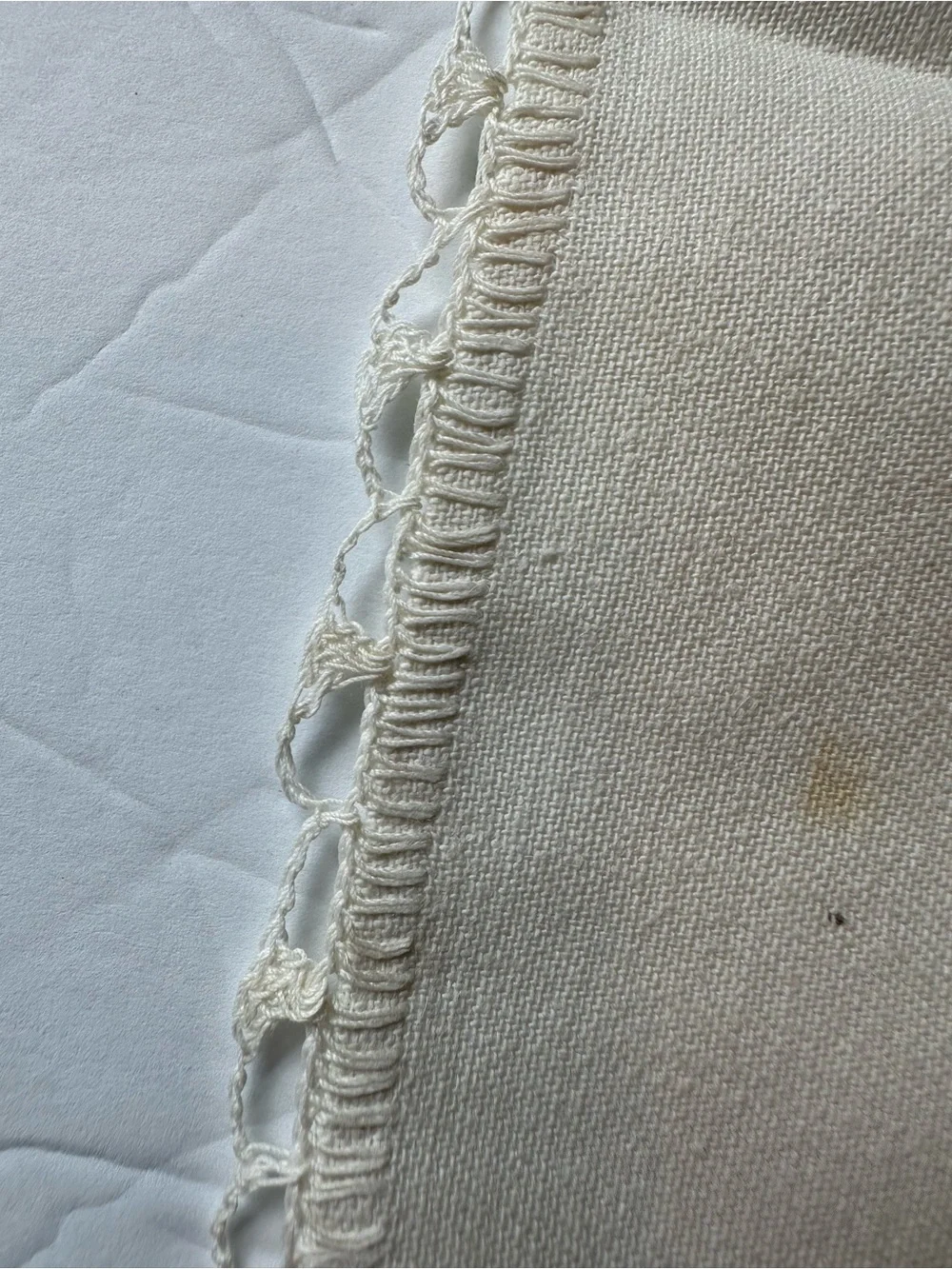 Vintage Handmade Embroidered Table/Dresser Runner Floral Crochet Edges 39.5”x13”